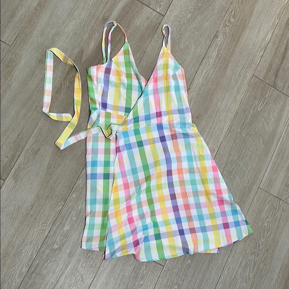 Colorful Plaid Wrap Dress
